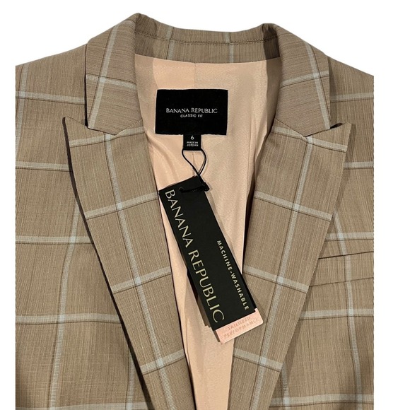 Banana Republic Women's 6 Plaid Blazer Jacket NWT Classic Fit Single Button - Picture 2 of 16